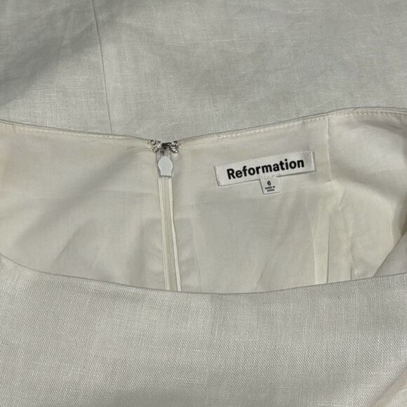 Reformation Yvonne White Linen Midi A-Line Skirt Women’s 6 - Picture 8 of 8